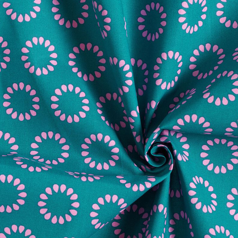 Coton enduit Cercles colorés – pétrole/violet pastel, image number 3