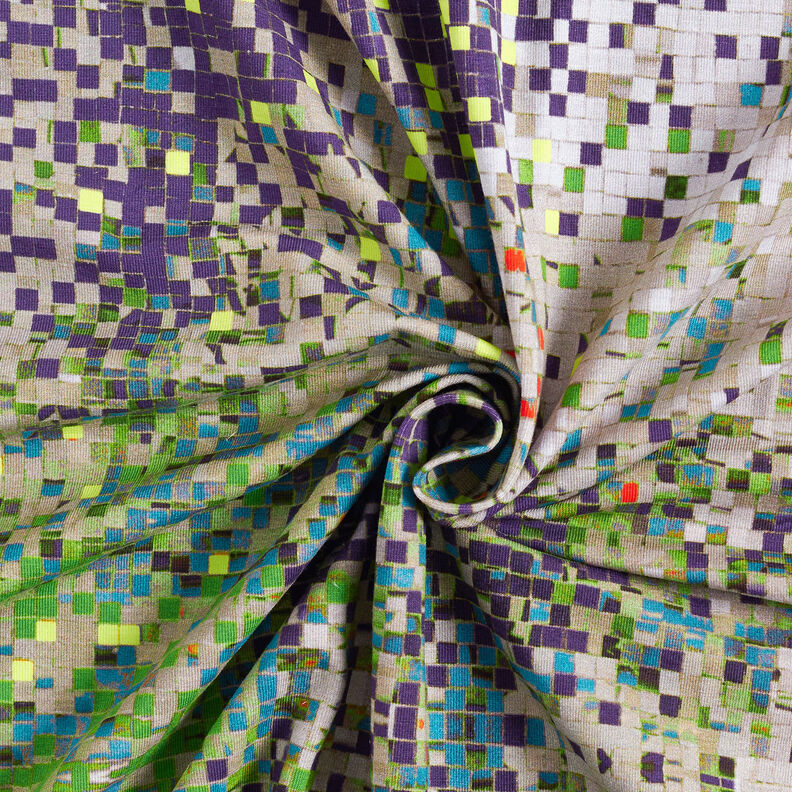 GOTS Jersey coton Mosaïques éparpillées | TCC x LOOKS by Wolfgang Joop – vert pomme/beige foncé,  image number 5