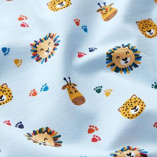 Jersey coton Fête des animaux de la jungle – bleu clair, 