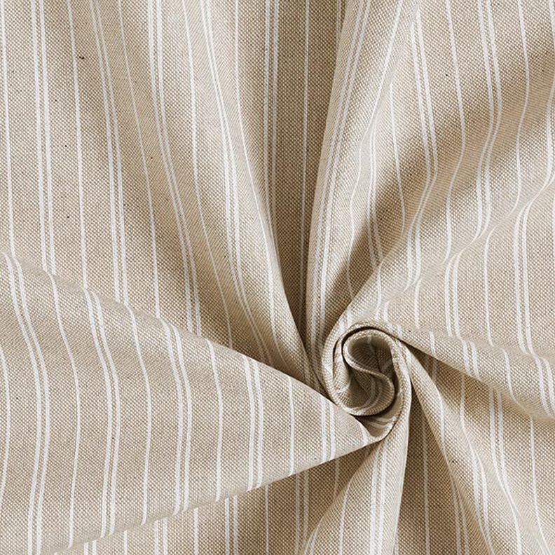 Tissu de décoration Semi-panama Rayures fines – nature/blanc,  image number 3