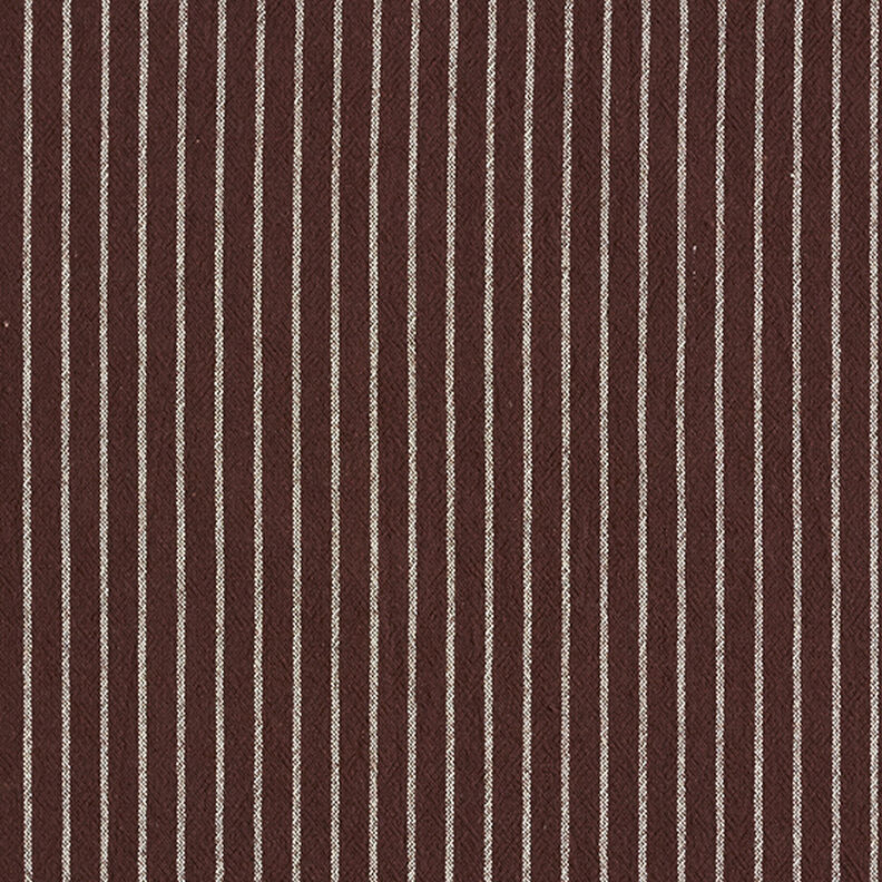 Tissu pour chemisier Coton mélangé larges rayures – marron foncé/écru, image number 1