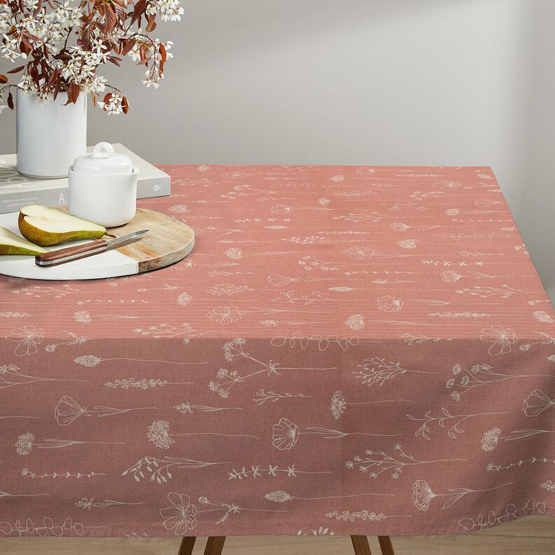 Tissu de décoration Semi-panama Fleurs délicates – vieux rose,  image number 8
