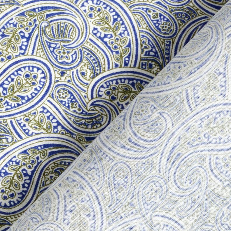 Tissu pour chemise Motif paisley superposé – indigo/olive, image number 4