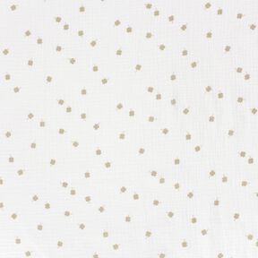 Tissu double gaze de coton Trèfle à 4 feuilles – écru/pistache, 
