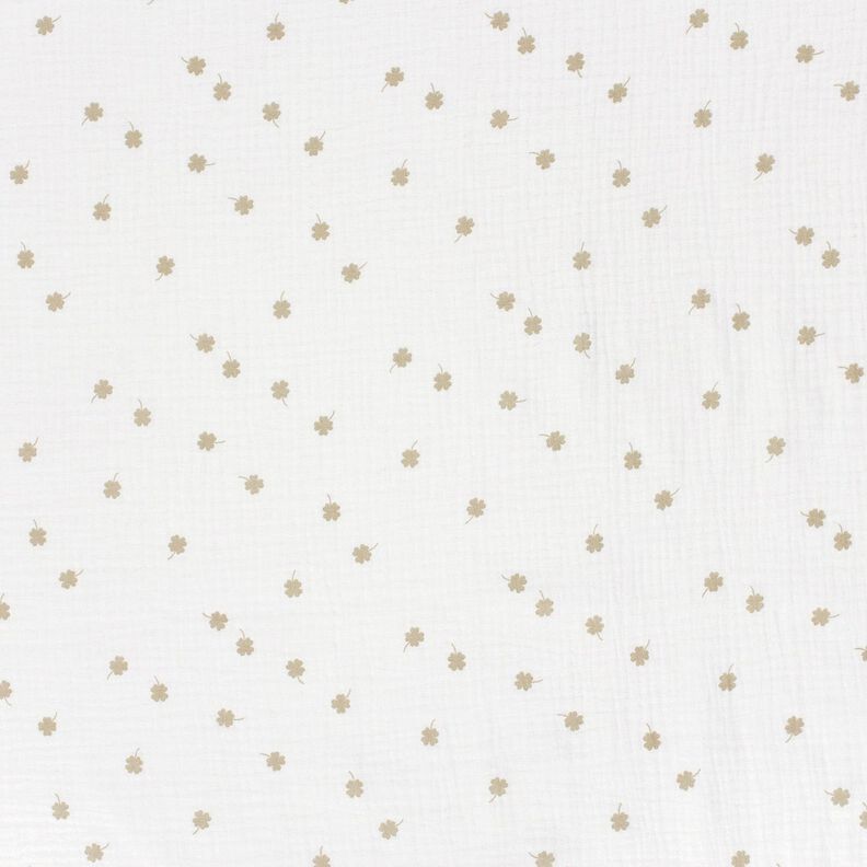 Tissu double gaze de coton Trèfle à 4 feuilles – écru/pistache,  image number 1