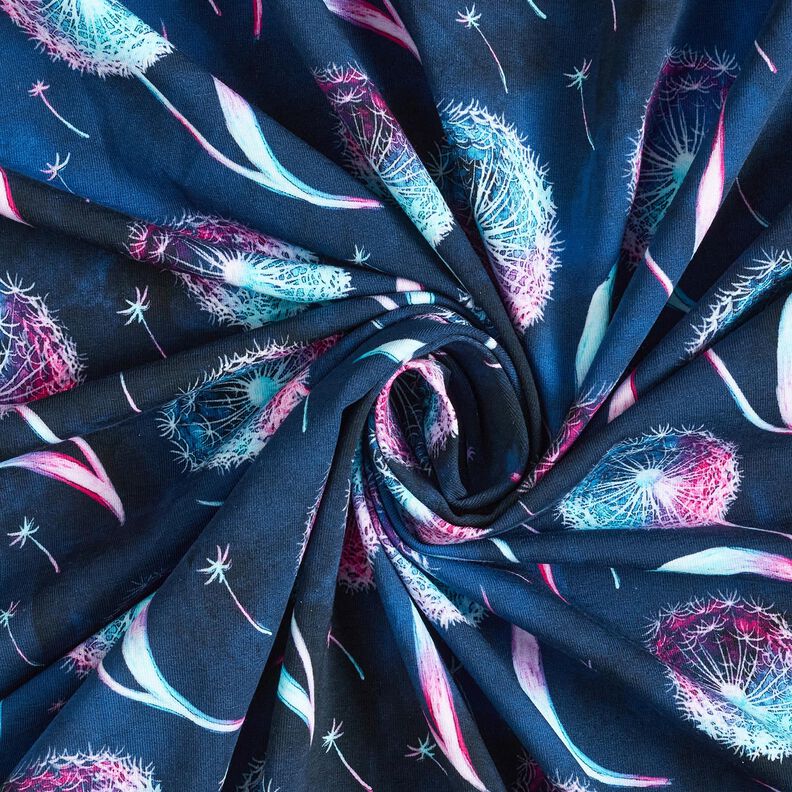 Jersey coton Pissenlits | Glitzerpüppi – bleu nuit/pourpre,  image number 3