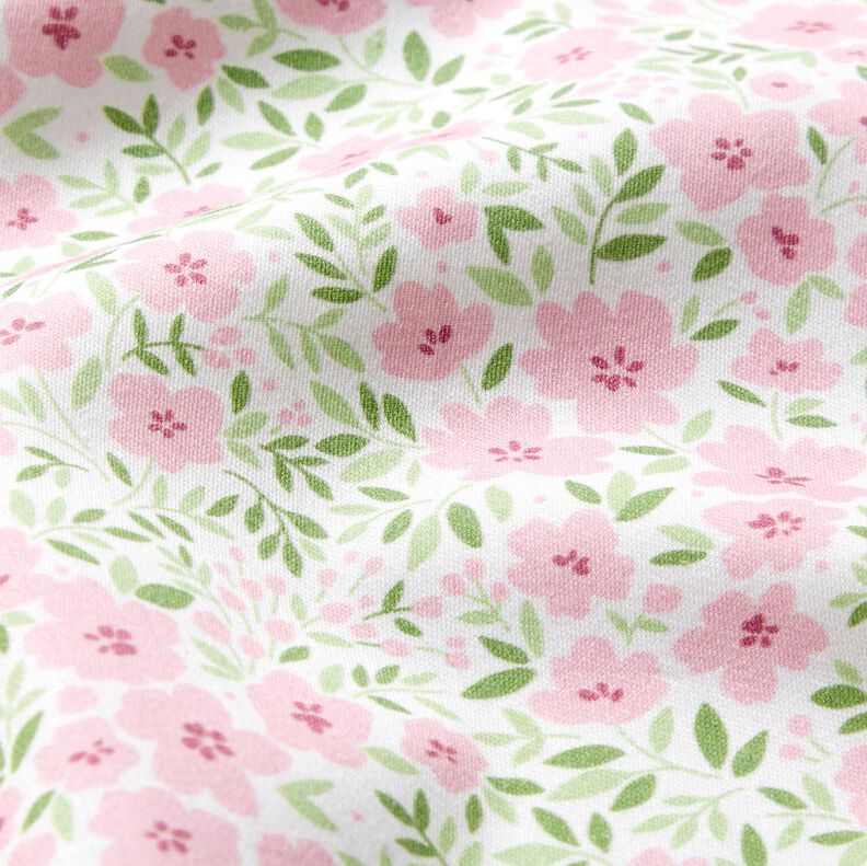 Tissu de décoration Satin de coton Mer de fleurs – rose clair/blanc,  image number 2