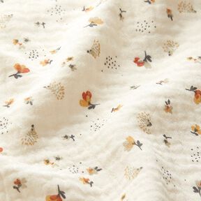 Tissu double gaze de coton Fleurs et hérisson – écru, 