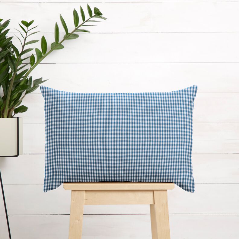 Tissu en coton Vichy à carreaux 0,5 cm – bleu jean/blanc,  image number 6