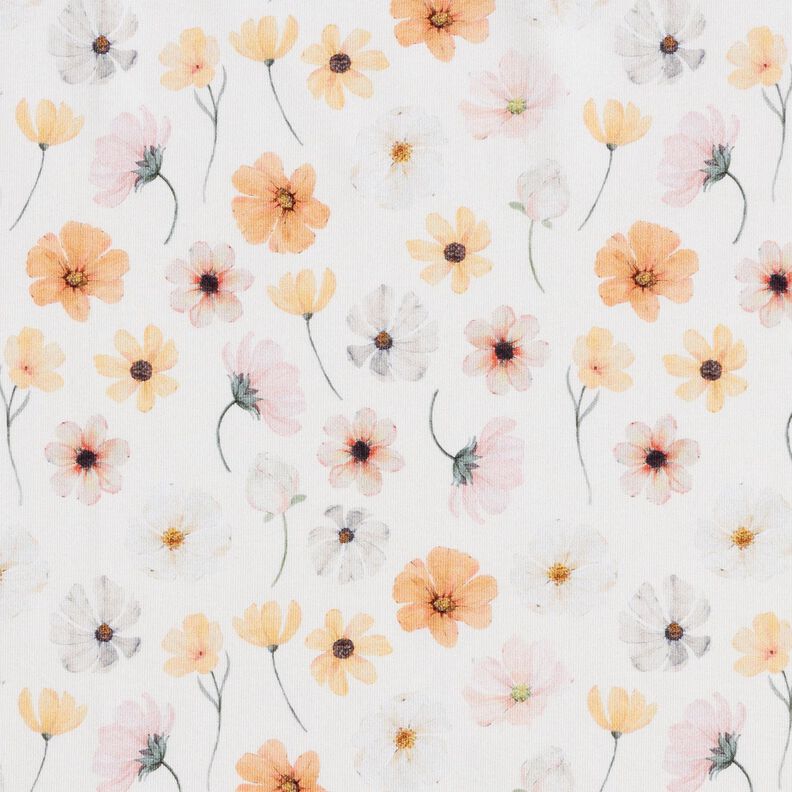 GOTS Jersey coton Prairie fleurie Impression numérique – beige, image number 1