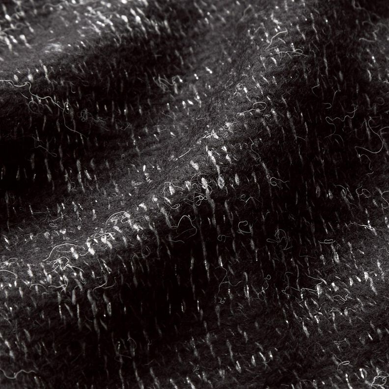 Tissu tricoté laine mélangée chiné à paillettes – noir/argent métallisé,  image number 3