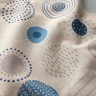 Tissu de décoration Semi-panama cercles peints – bleu pigeon/nature, 