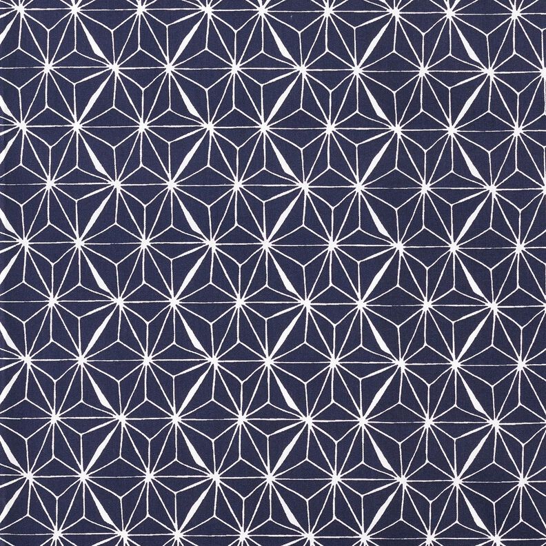 Coton enduit Étoiles graphiques – bleu marine/blanc,  image number 1