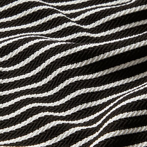 Jersey jacquard Rayures horizontales – noir/blanc | Reste 60cm, 