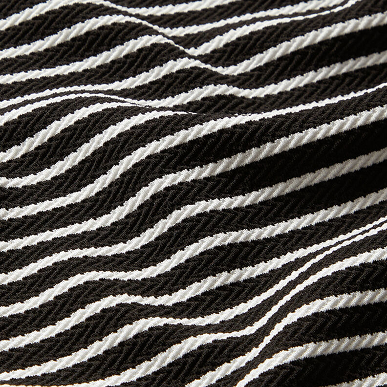 Jersey jacquard Rayures horizontales – noir/blanc,  image number 2