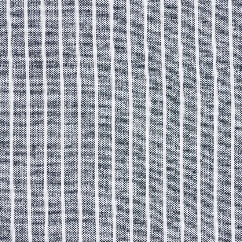 Mélange lin coton Larges rayures – bleu nuit/blanc, image number 1