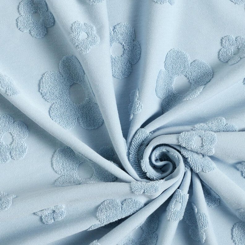 Jersey éponge Fleurs – bleu argenté,  image number 3
