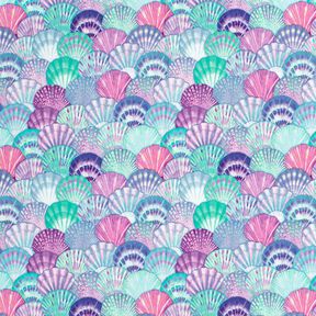 Tissus pour maillot de bain UPF50 Coquillages – bleu aqua/lilas bleu, 