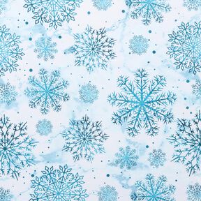 French Terry Cristaux de neige pour Noël | Glitzerpüppi – bleu ciel/pétrole légère, 