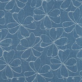 Jeans Jacquard Fleurs | Poppy Fabrics – bleu jean, 