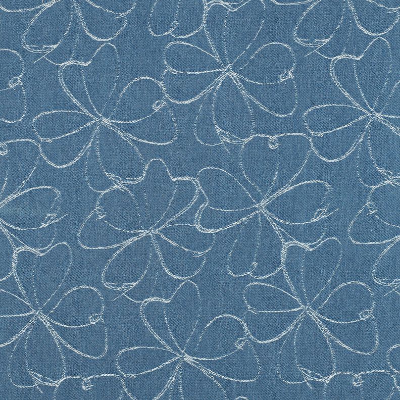 Jeans Jacquard Fleurs | Poppy Fabrics – bleu jean,  image number 1