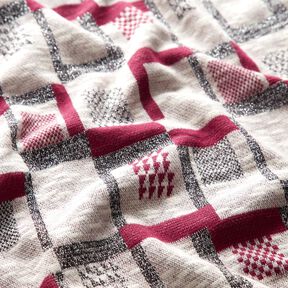 Tissu tricoté à motif pailleté graphique – baies/blanc, 