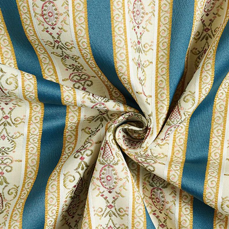 Tissu d’ameublement jacquard Rayures Biedermeier – crème/bleu,  image number 4