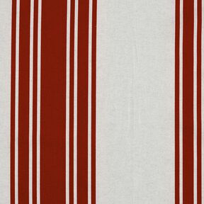 Tissu de décoration Panama Blockstreifen – carmin/gris brume, 