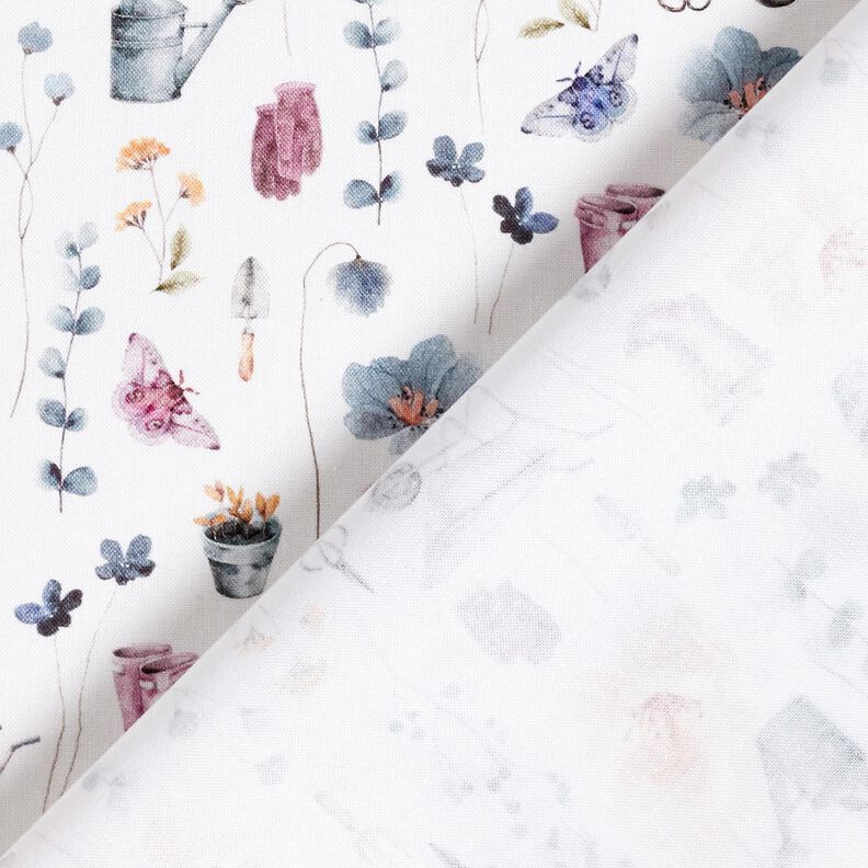 Tissu en coton Popeline Jardinage – blanc/gris bleu, image number 4