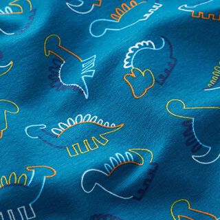 French Terry Sweat d’été Silhouettes de dinosaures – pétrole légère, 