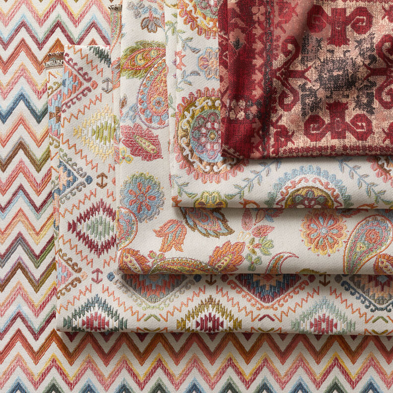 Tissu de décoration Semi-panama Tapis Kilim – carmin,  image number 6