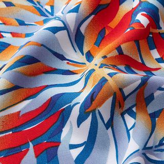 Tissu en viscose feuilles tropicales – blanc/orange, 