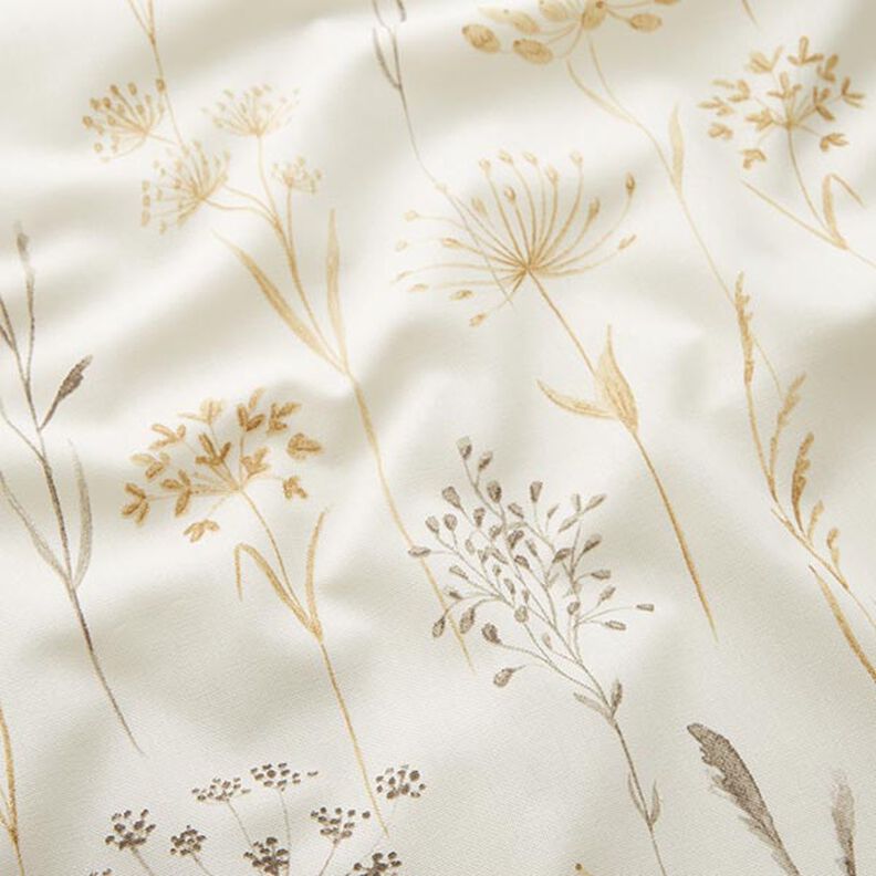 Tissu de décoration Semi-panama Fleurs séchées – beige clair, image number 2