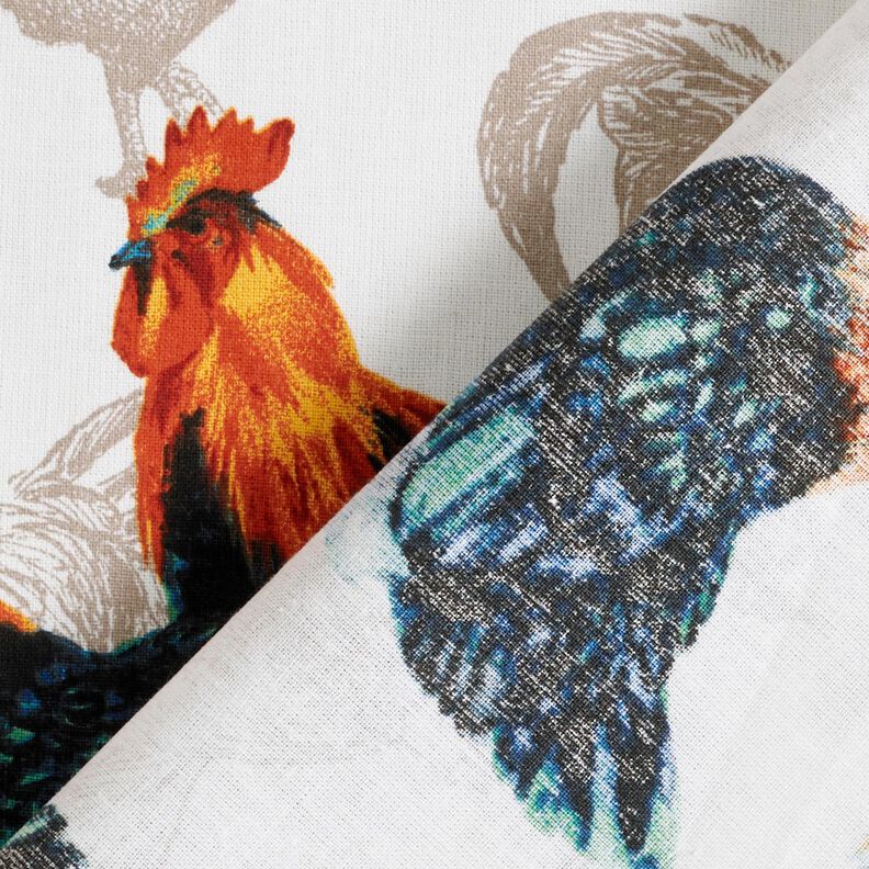 Tissu en coton Cretonne Poules – blanc/bleu nuit, image number 4