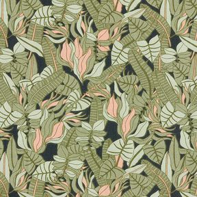Tissu en coton Cretonne feuilles tropicales – noir/vert, 