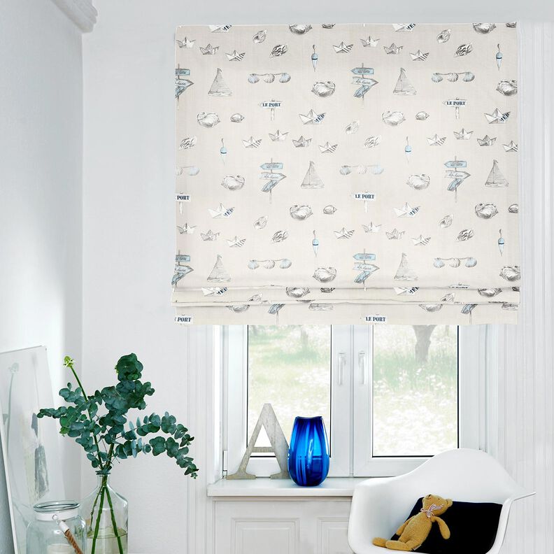 Tissu de décoration Panama Petit bateau – nature/bleu clair,  image number 6