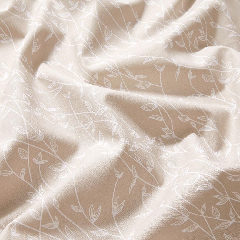 Popeline coton Vrilles de feuilles – gris brume,  image number 2