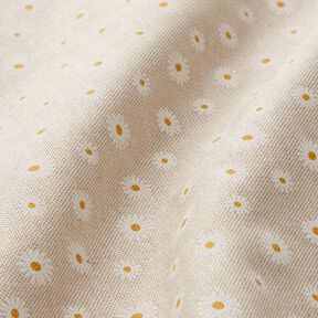 Tissu de décoration Semi-panama Petites fleurs – nature/blanc, 