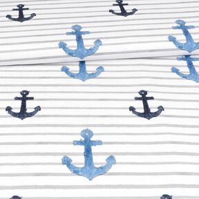 Jersey coton Patchs d’ancrage | Glitzerpüppi – blanc/argent, 