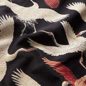 Tissu de décoration Gobelin grues – noir/blanc, 