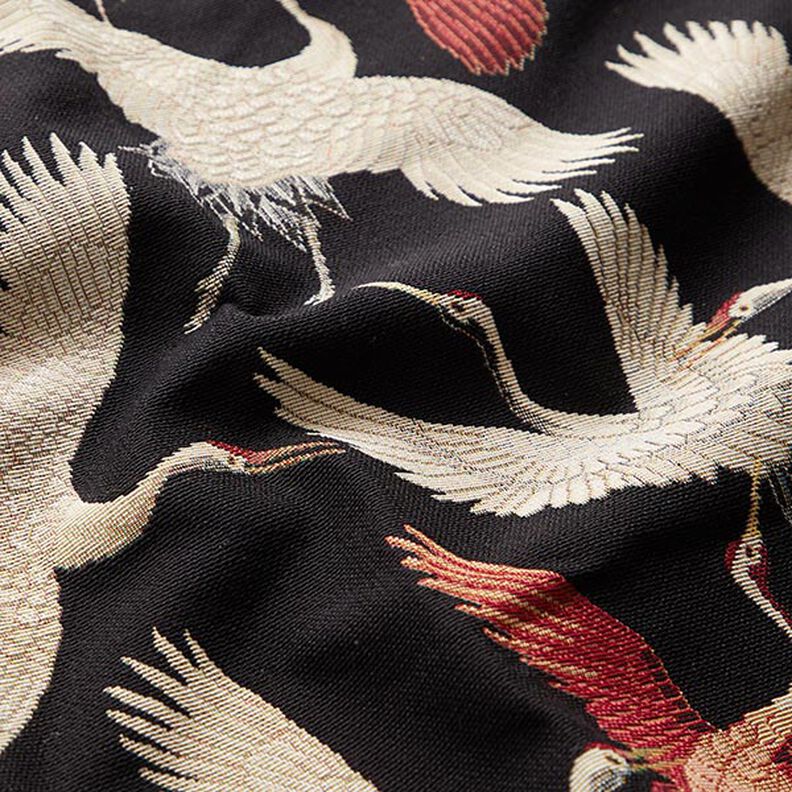 Tissu de décoration Gobelin grues – noir/blanc, image number 2
