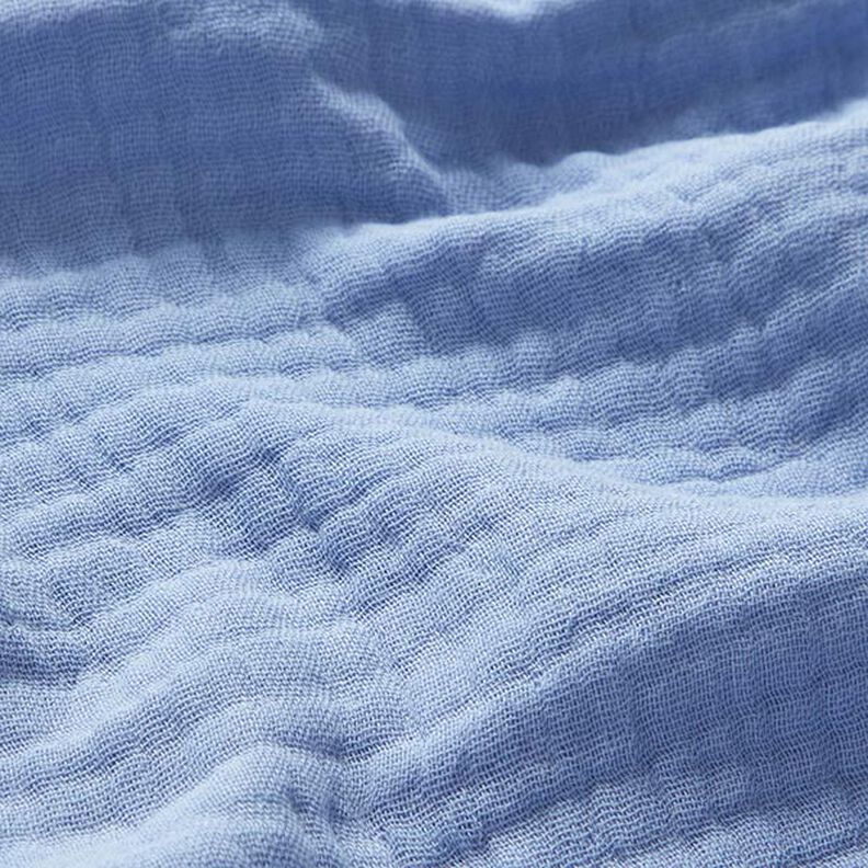 GOTS Tissu triple gaze de coton – bleu acier,  image number 3