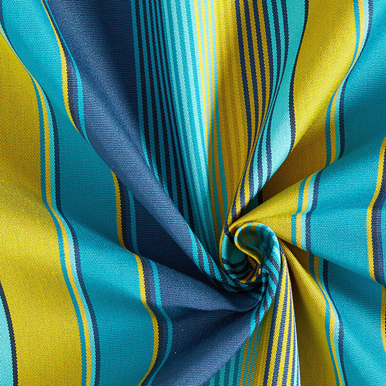Tissu d’extérieur Canvas Rayures – bleu/moutarde,  image number 3