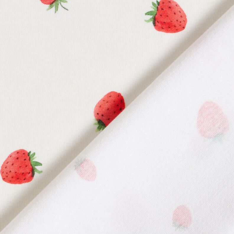 GOTS Jersey coton Fraises aquarelle Impression numérique – ivoire, image number 4