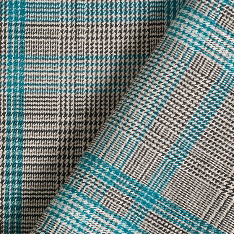 Mélange viscose Prince de Galles – turquoise/noir, image number 4