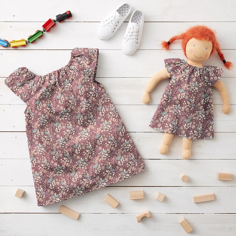 Flanelle coton Prairie fleurie d'automne – prune,  image number 6