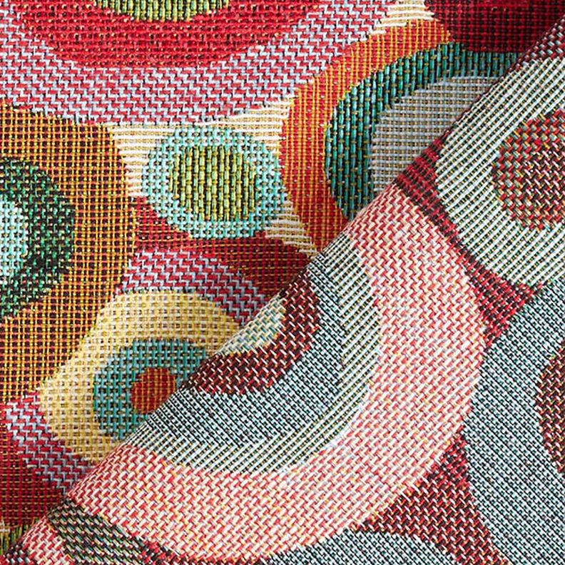 Tissu de décoration Gobelin Cercles colorés – beige clair/carmin,  image number 4