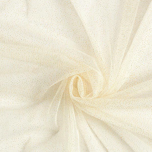 Tissu tulle scintillant – écru/or,  image number 1