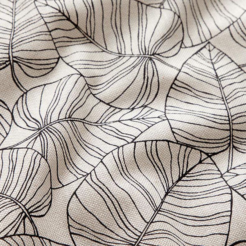 Tissu de décoration Semi-panama fines feuilles – nature/noir,  image number 2