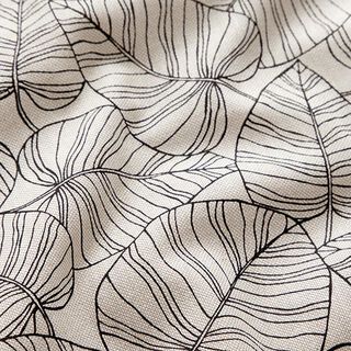 Tissu de décoration Semi-panama fines feuilles – nature/noir, 